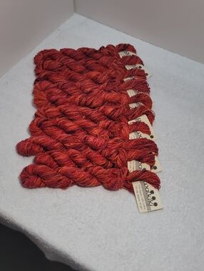 Waikiki Rayon-Cotton Yarn in Vibrant Red and Orange Blend 10 Hanks - NWT